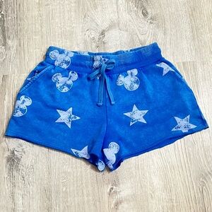 Disney Women’s Size Small Blue White Cotton Mickey Mouse Ears Star Sweat Shorts